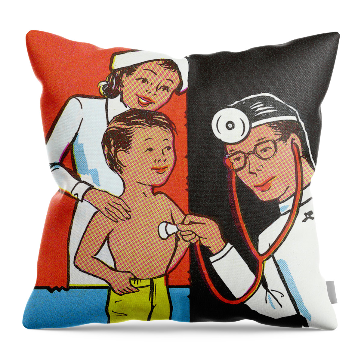 Adult Throw Pillow featuring the drawing Doctor, Nurse and Boy by CSA Images
