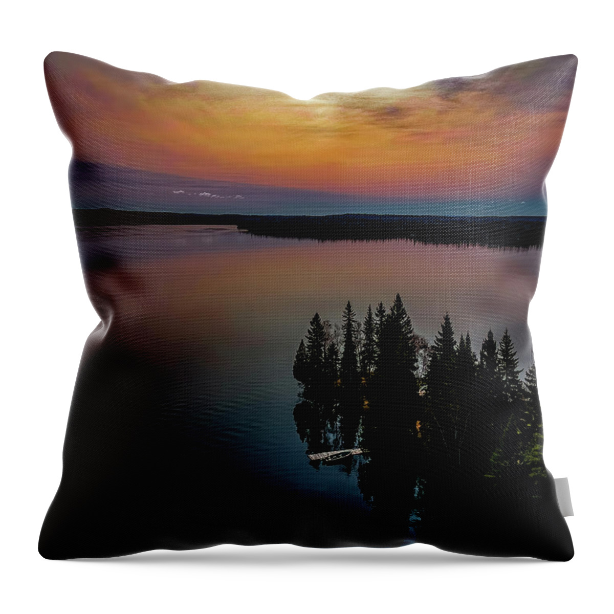 Sun Throw Pillow featuring the photograph Dog Lake sunrise by Joe Holley