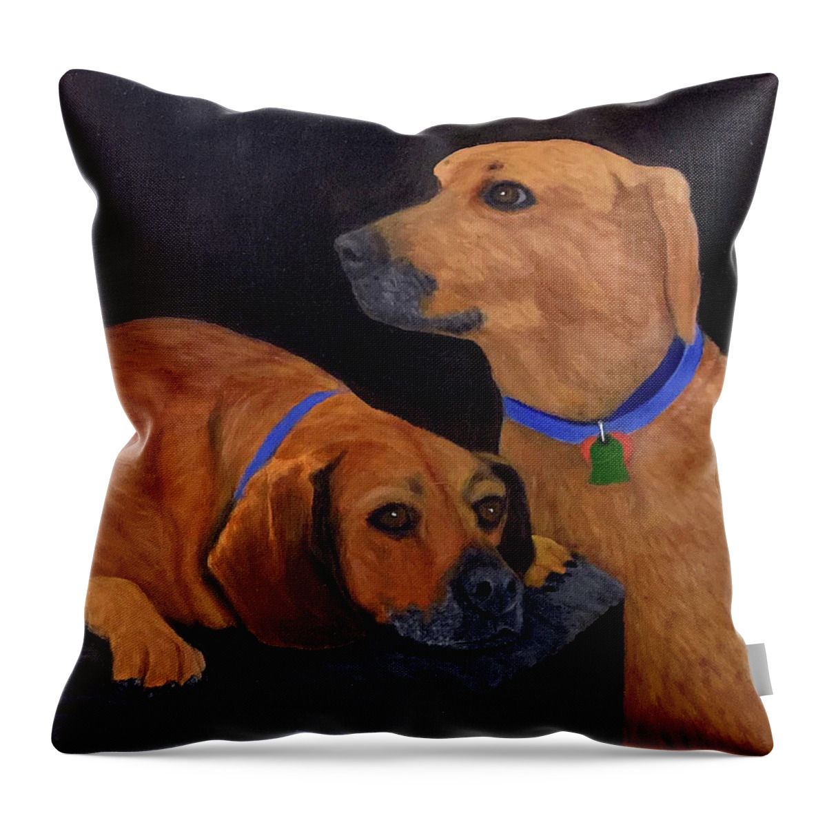 Dog Throw Pillow featuring the painting Dog Love by Karen Zuk Rosenblatt