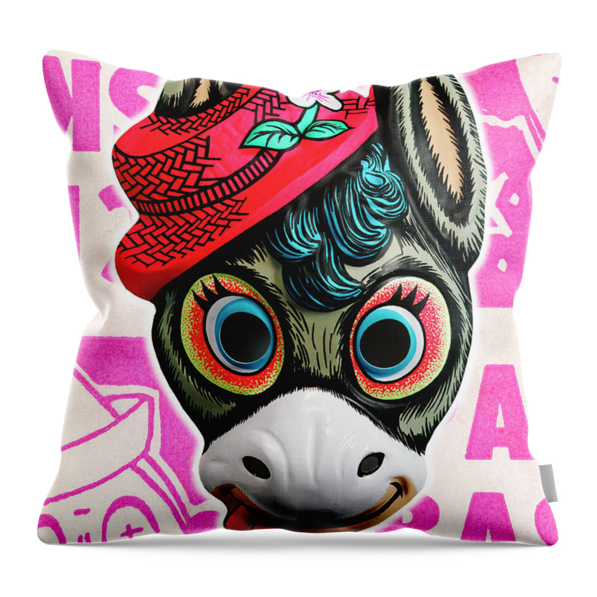 Accessories Throw Pillow featuring the drawing Donkey Mask by CSA Images