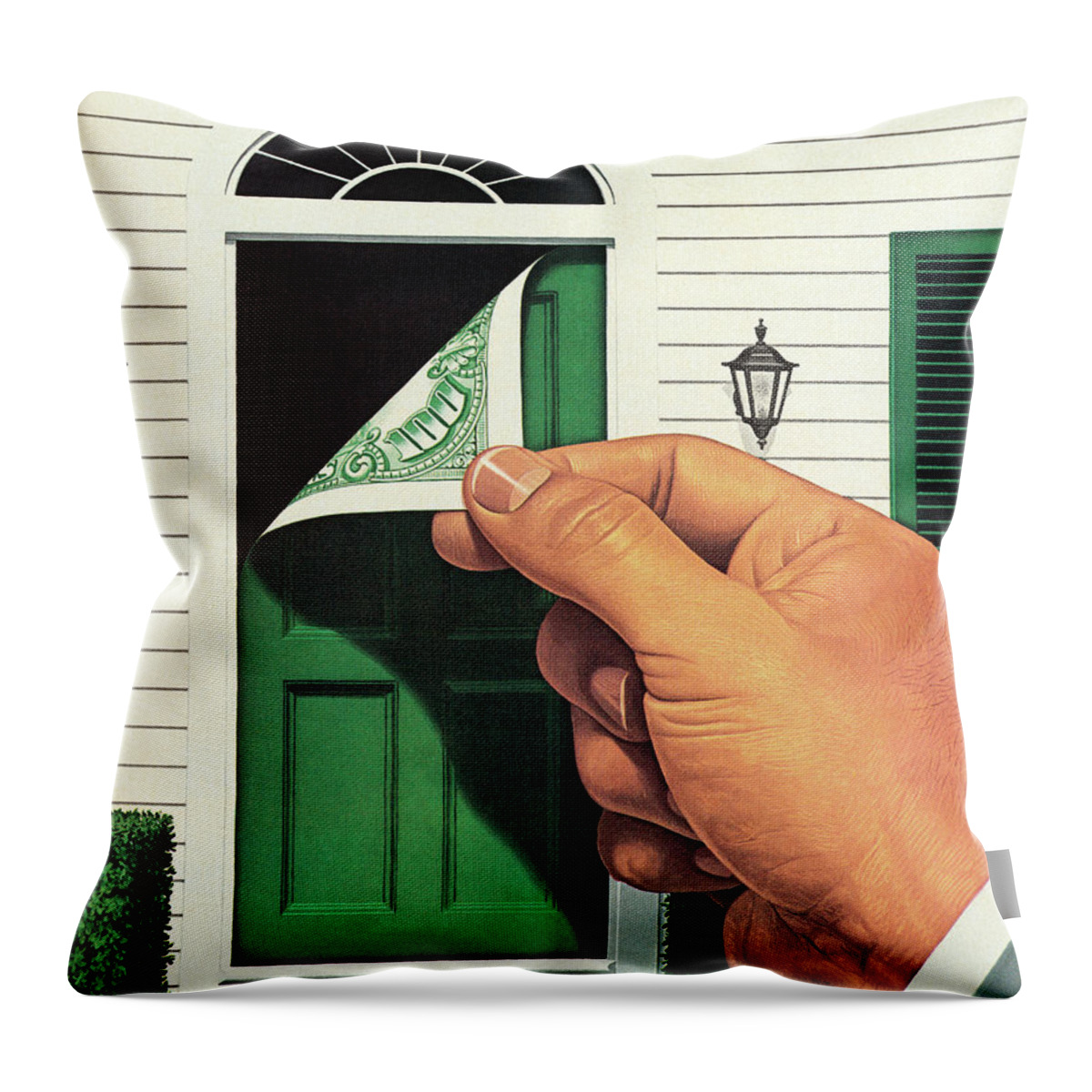 Bill Throw Pillow featuring the drawing Door Changing into Money by CSA Images