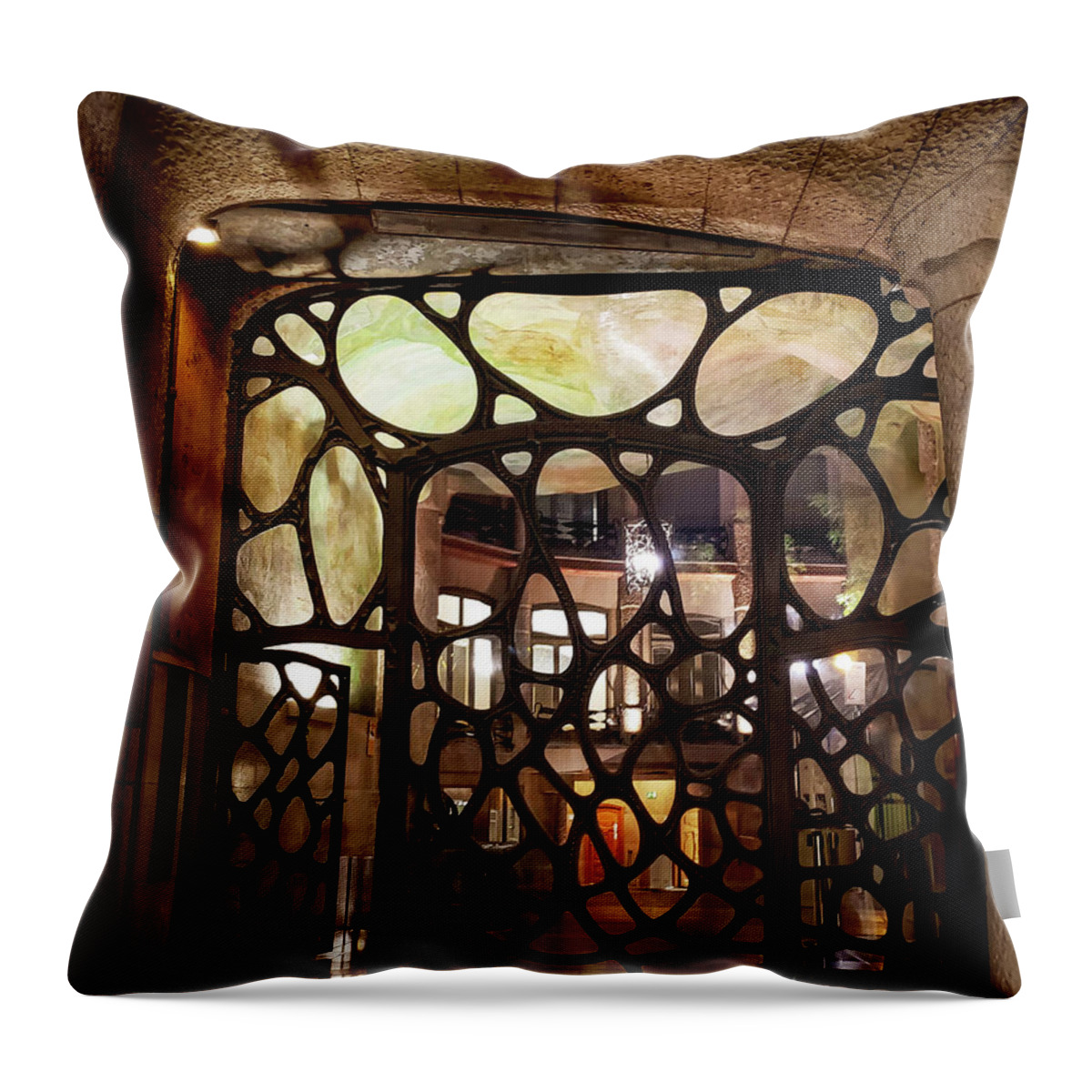 Casa Mila Throw Pillow featuring the photograph Doorway Casa Mila by Mary Capriole