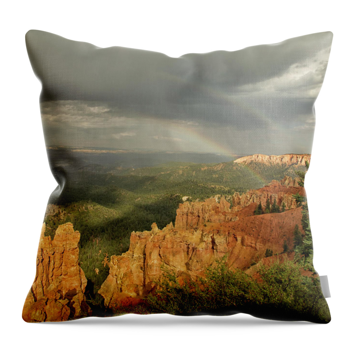 Utah Throw Pillow featuring the photograph Double Rainbow Over Bryce by Tom Kelly