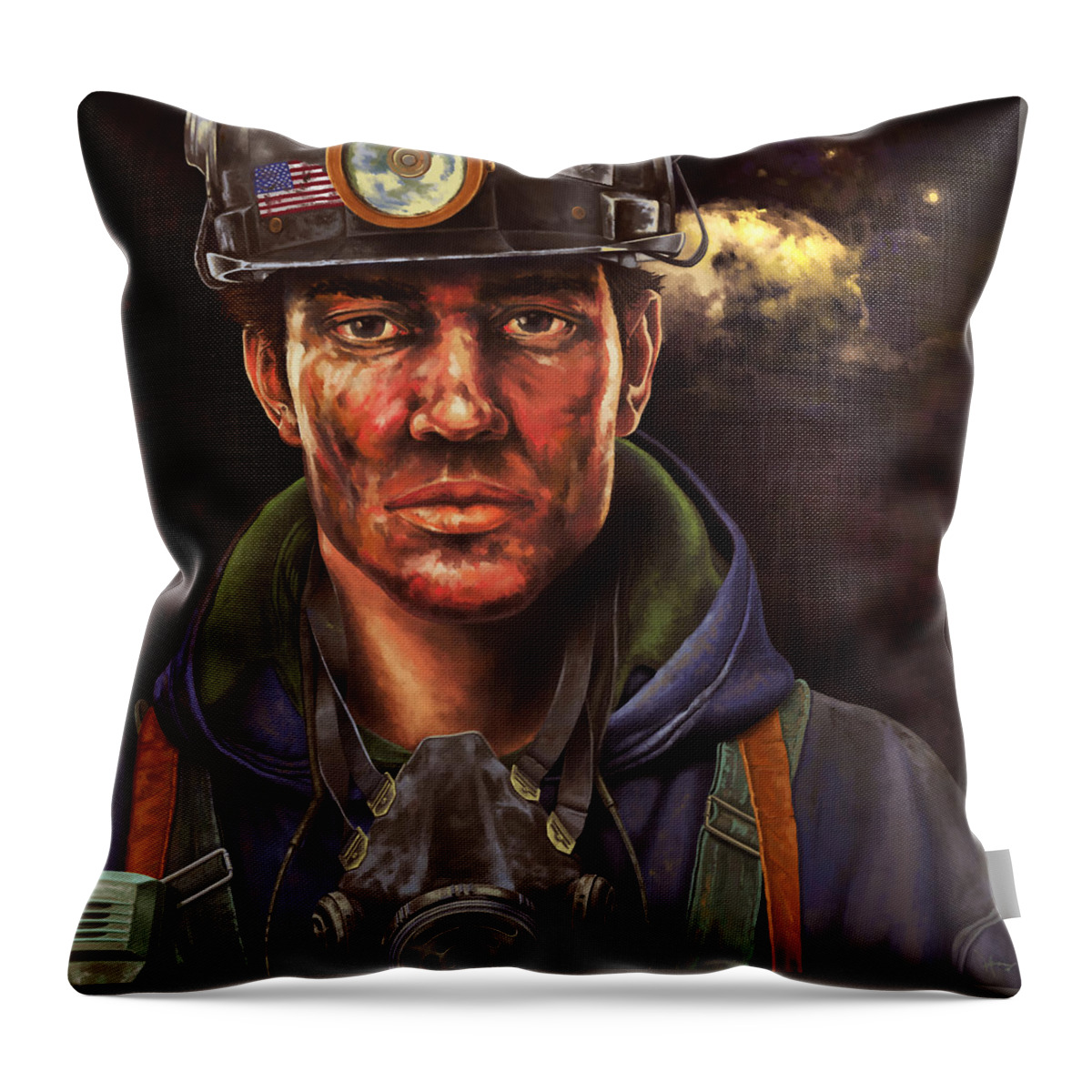 Coal Throw Pillow featuring the painting Down in a Hole by Hans Neuhart