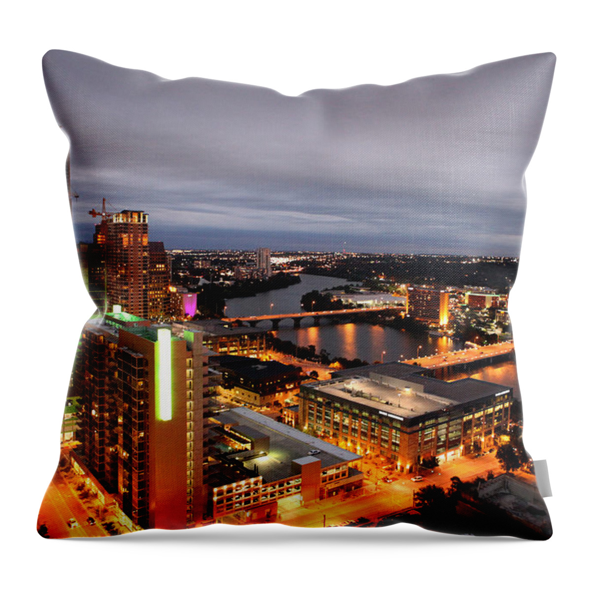 Downtown District Throw Pillow featuring the photograph Downtown Austin Skyline by Holly Wilmeth