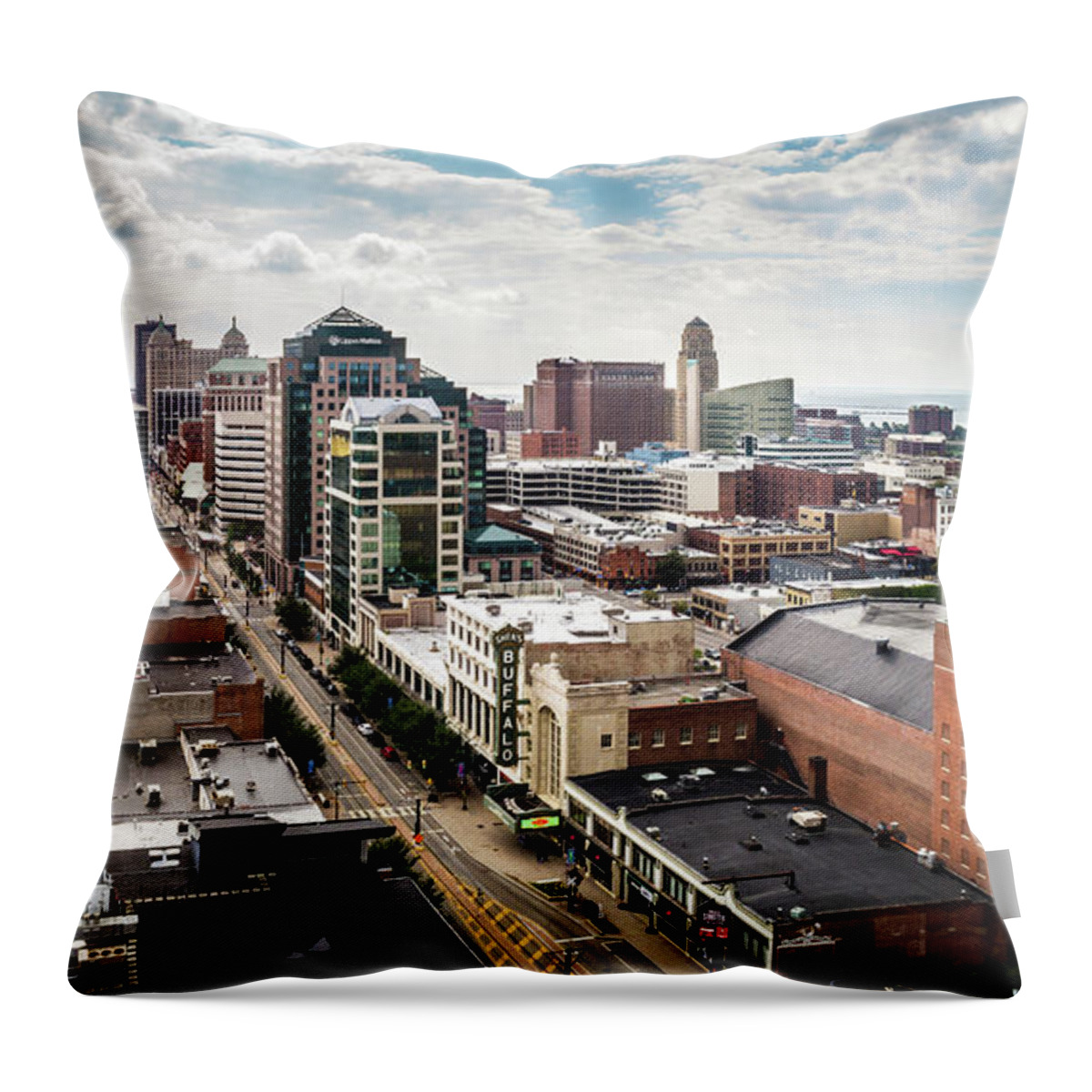 Main St Buffalo Throw Pillow featuring the photograph Downtown Buffalo by John Angelo Lattanzio