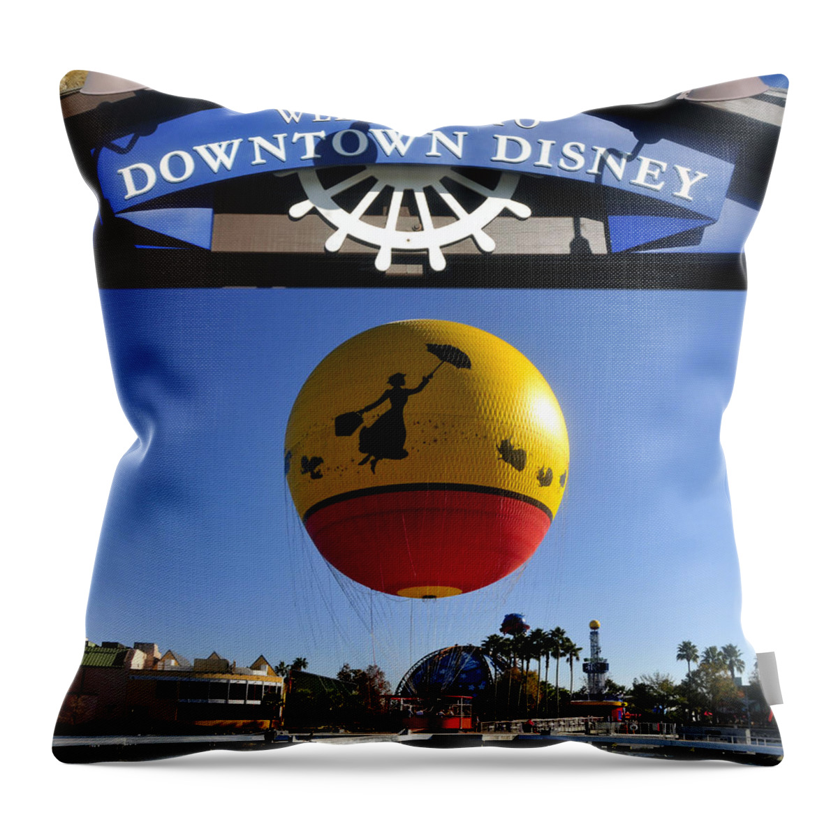 Tribute Poster Throw Pillow featuring the photograph Downtown Disney tribute poster 2 by David Lee Thompson