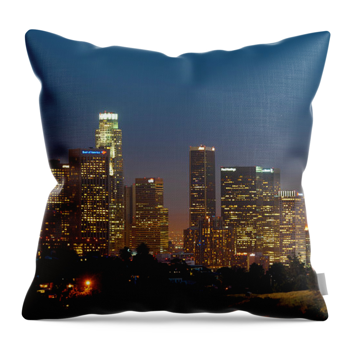 Downtown District Throw Pillow featuring the photograph Downtown Los Angeles, California by Terenceleezy