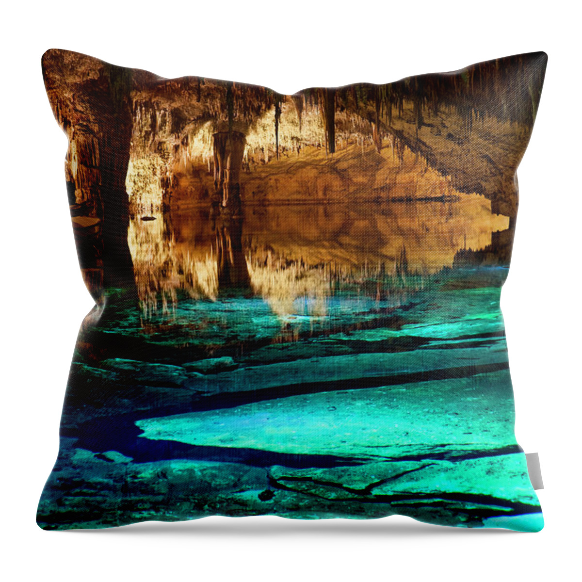 Tranquility Throw Pillow featuring the photograph Drach Caves by Gonzalo Azumendi