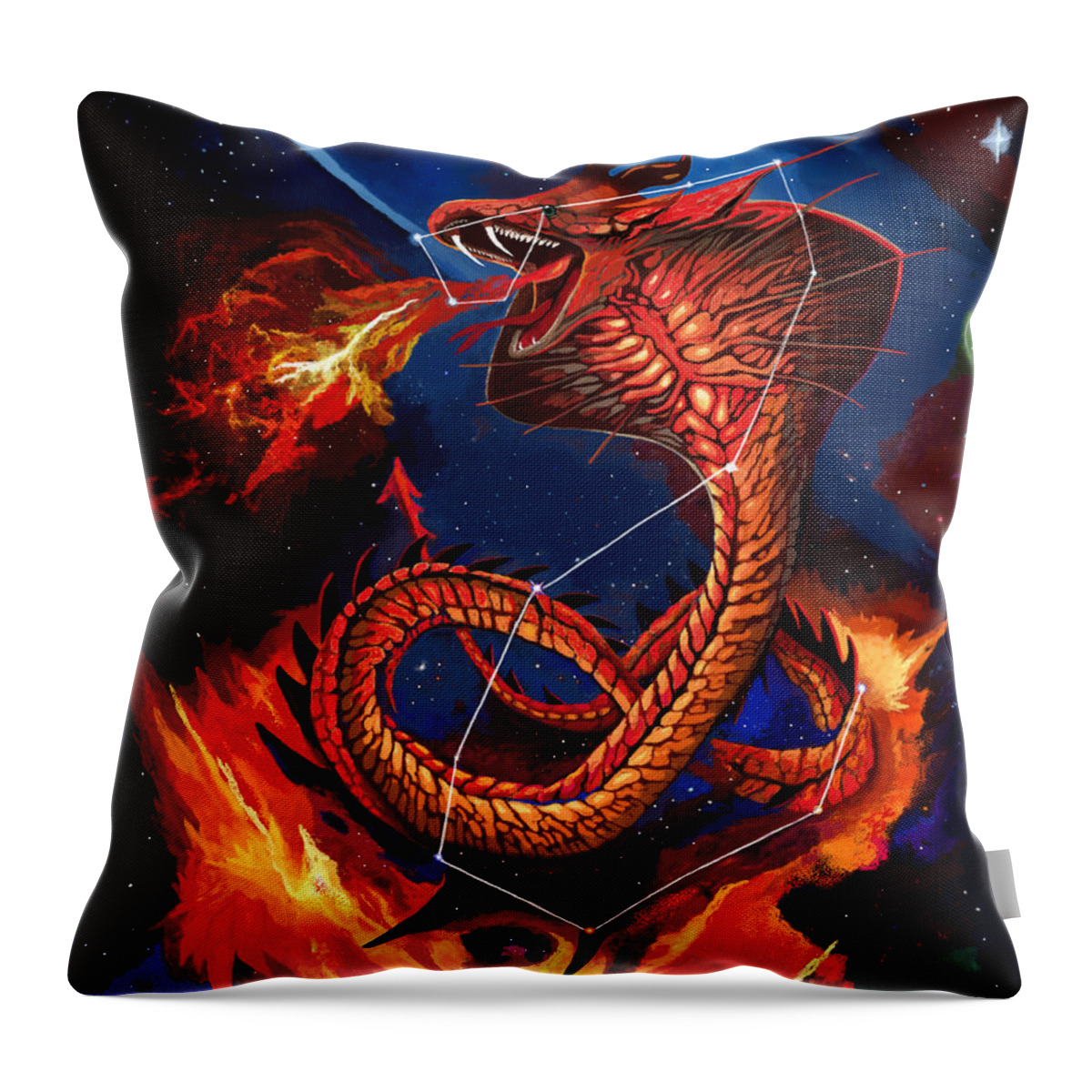 Draco Throw Pillow featuring the painting Draco Constellation by Jackie Case