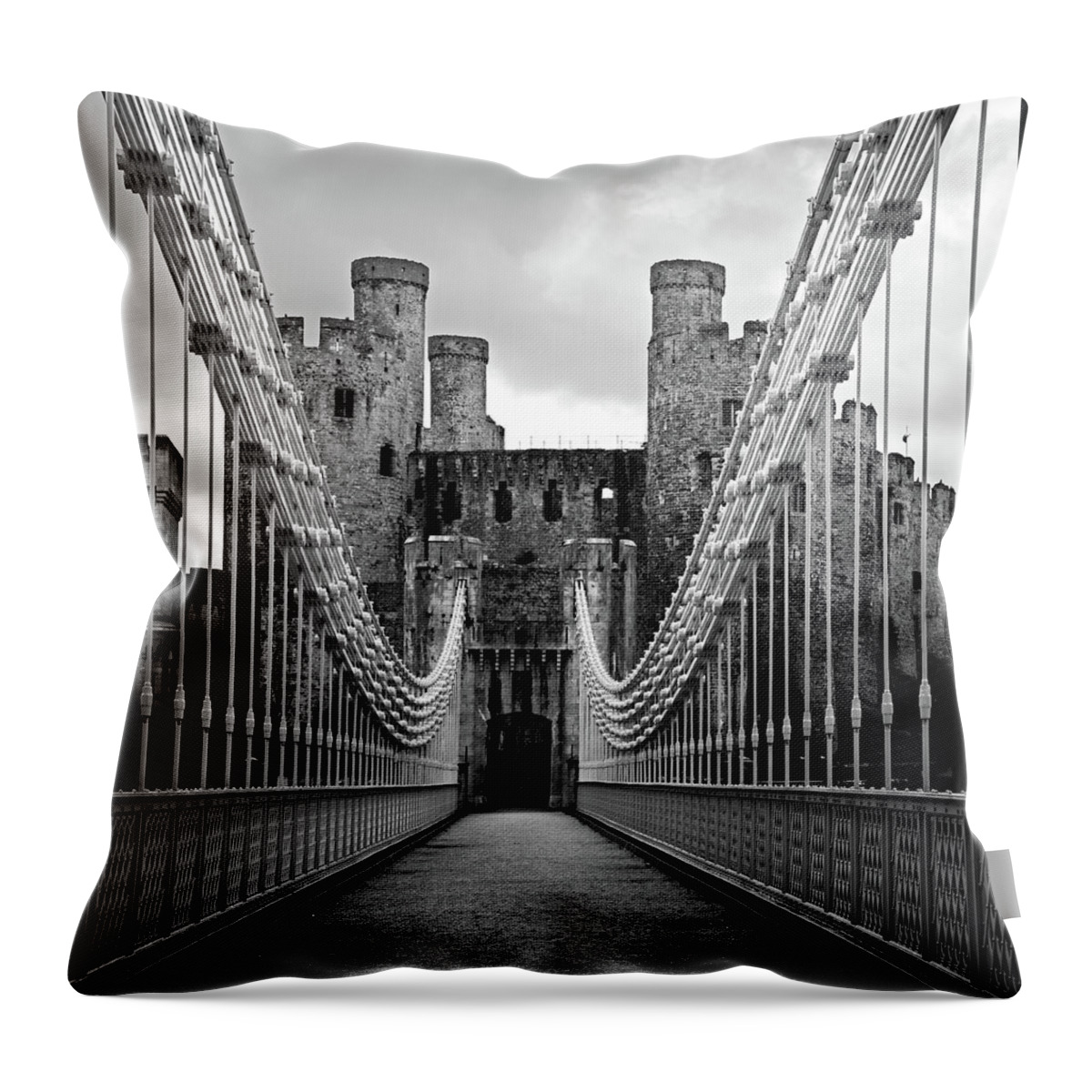 Drawbridge Throw Pillow featuring the photograph Drawbridge To Conwy Castle by Nicolasmccomber