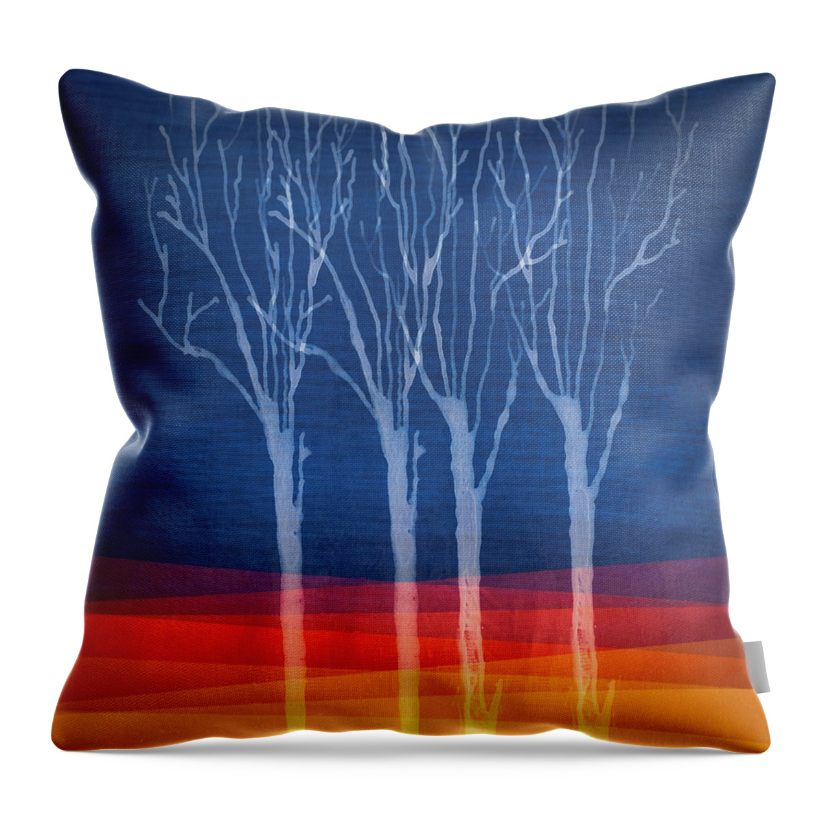 In A Row Throw Pillow featuring the digital art Drawing Of Trees by Michael Adendorff