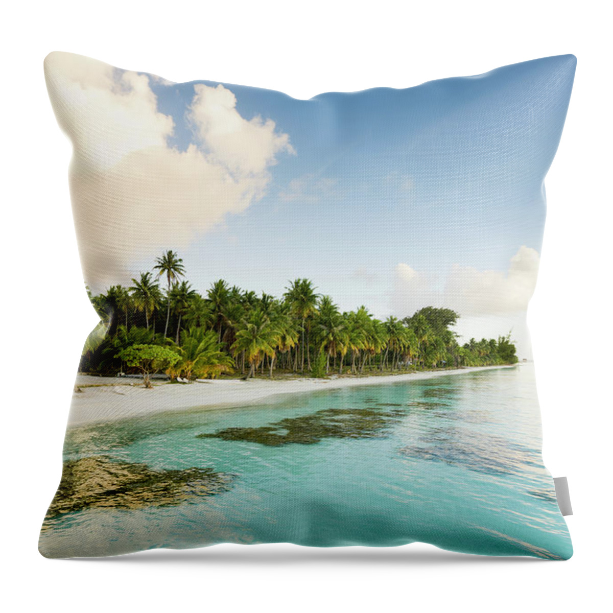 Scenics Throw Pillow featuring the photograph Dream Beach White Sand And Palm Trees by Mlenny