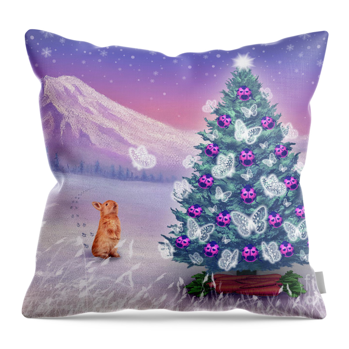Holiday Throw Pillow featuring the painting Dream Christmas Tree by Yoonhee Ko