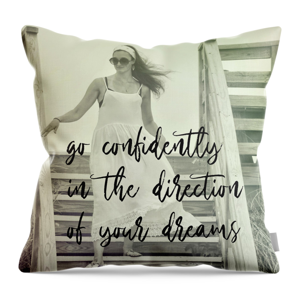 Beach Throw Pillow featuring the photograph DREAM ON DREAMER quote by Jamart Photography