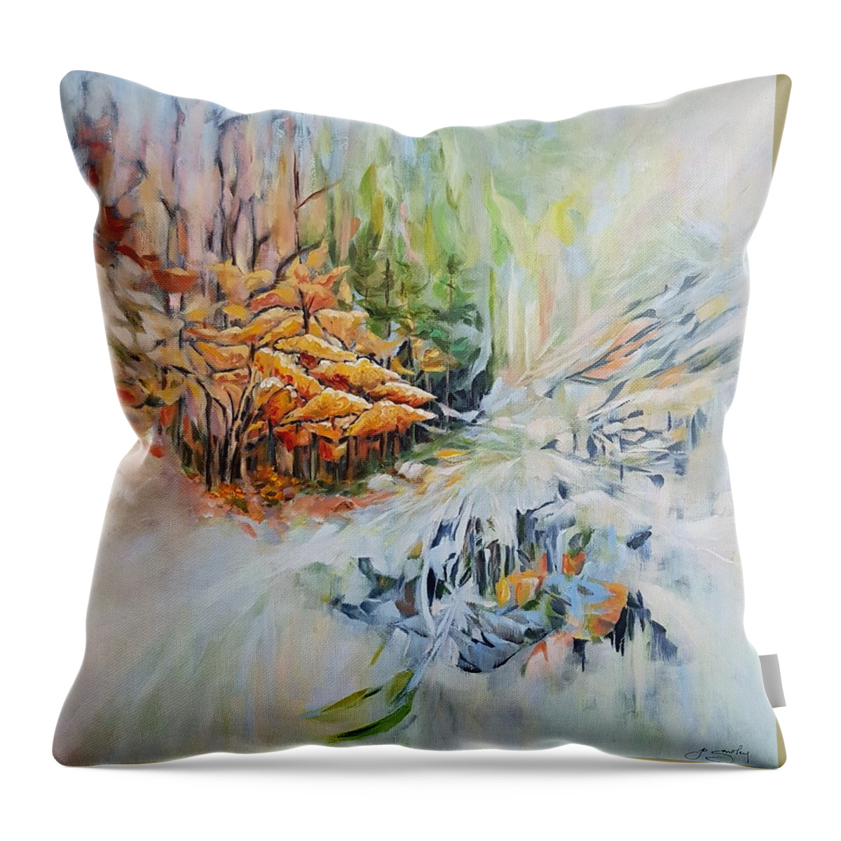 Abstract Throw Pillow featuring the painting Dreamland by Jo Smoley