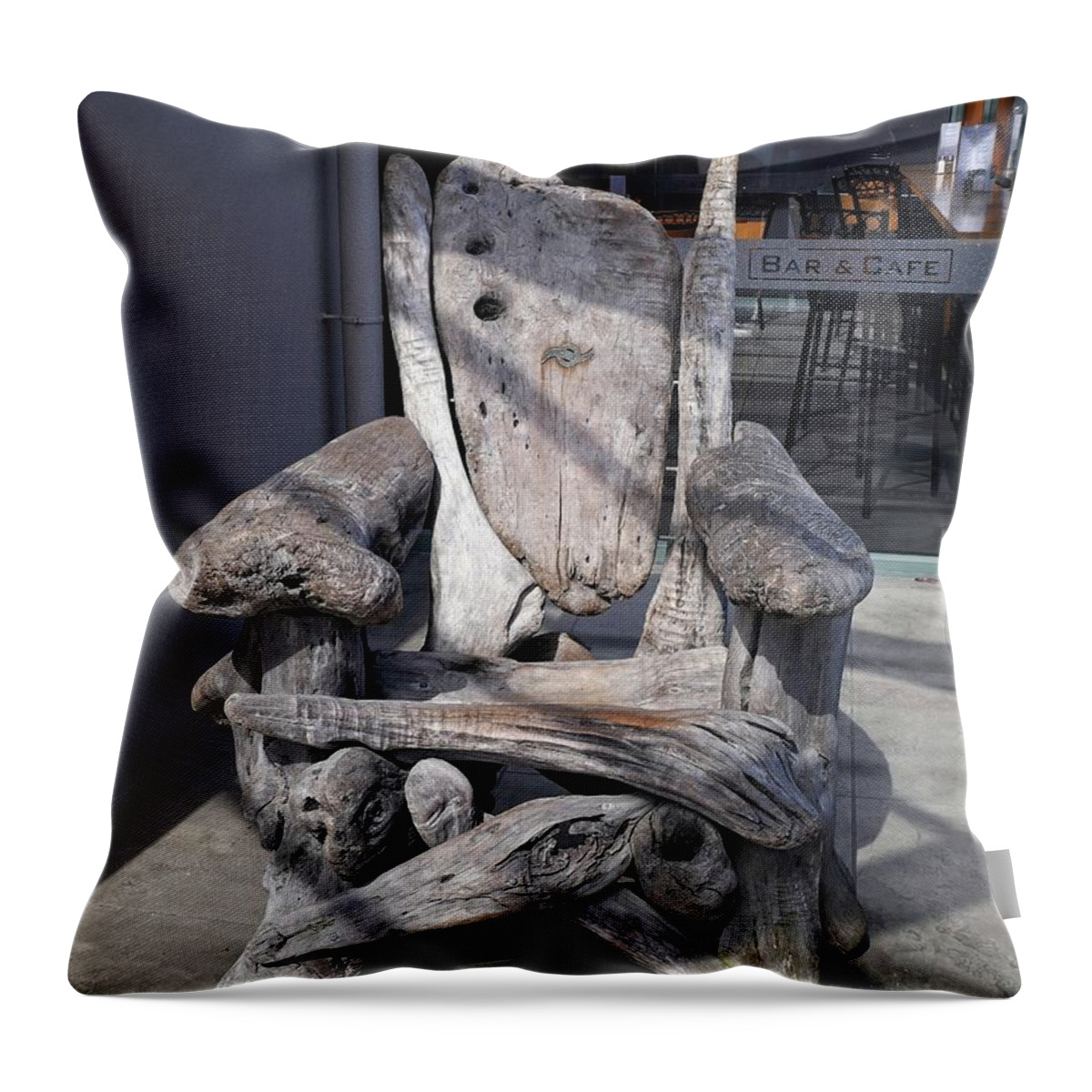 Architecture Throw Pillow featuring the photograph Driftwood chair by Martin Smith