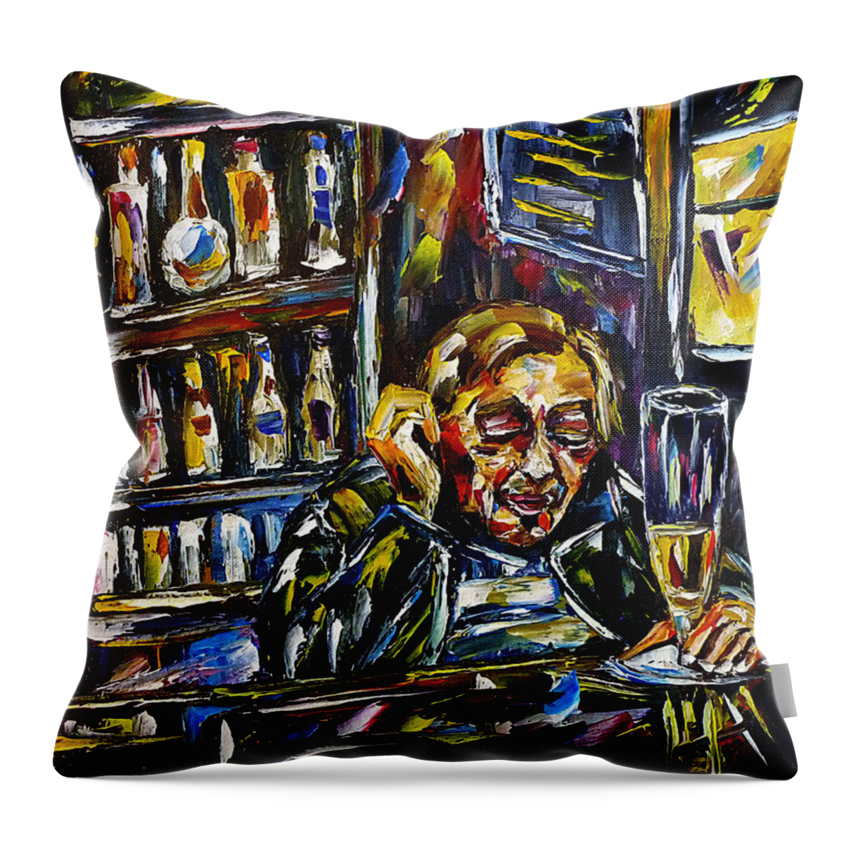 Drinking Man Throw Pillow featuring the painting Drinker by Mirek Kuzniar