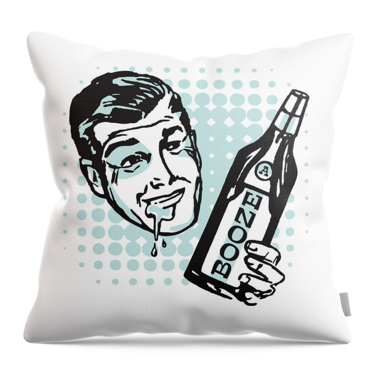Addiction Throw Pillow featuring the drawing Drooling Man Drunk on Booze by CSA Images