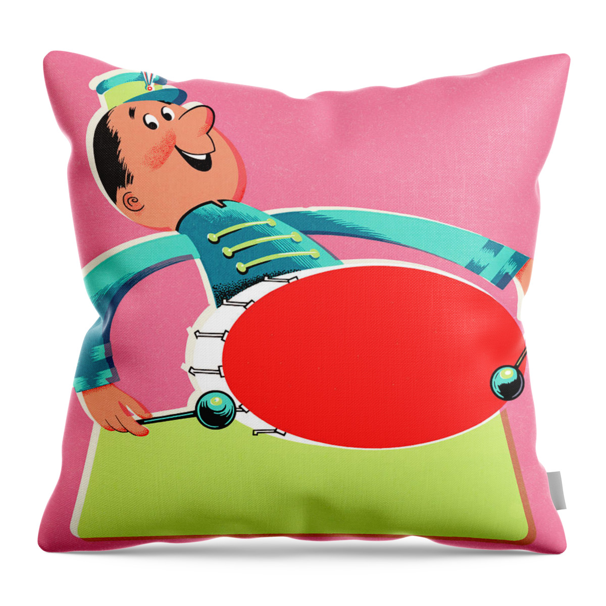 Band Throw Pillow featuring the drawing Drummer by CSA Images