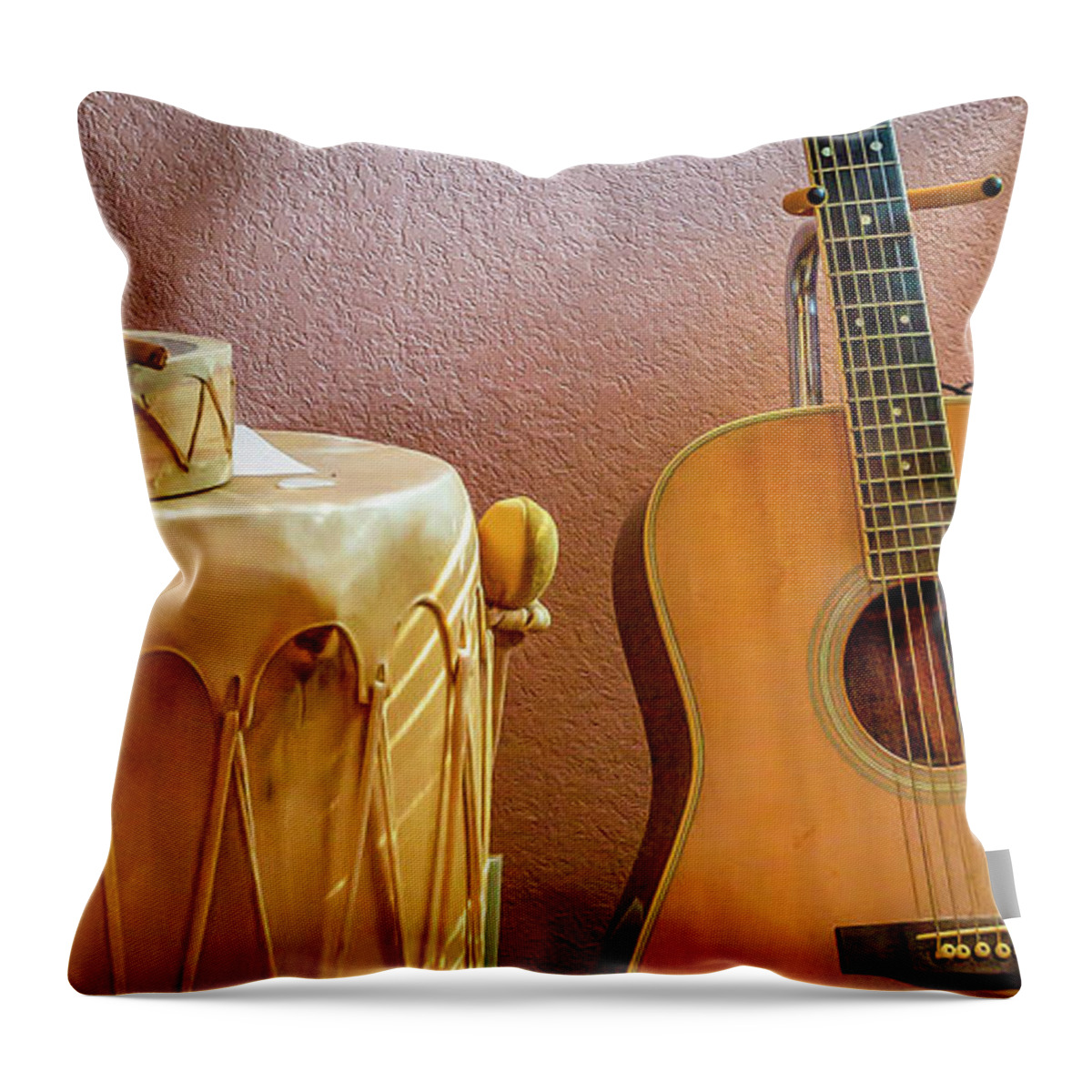 Grade Lake Throw Pillow featuring the photograph Drums and Guitar by David Wagenblatt