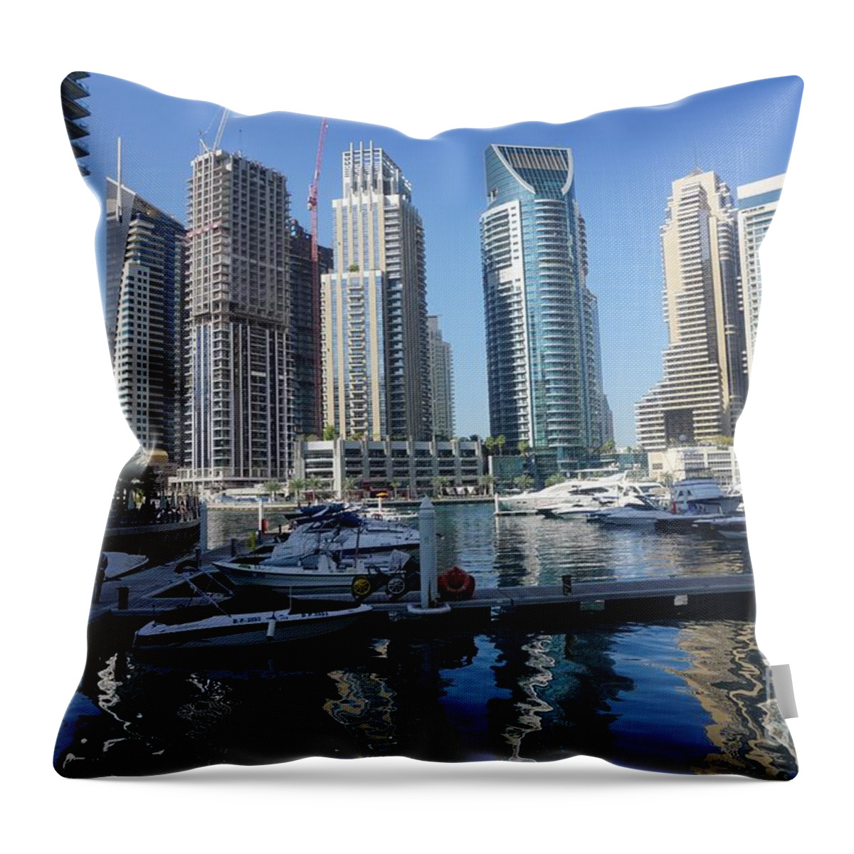 Marina Throw Pillow featuring the photograph Dubai Marina by Jimmy Clark