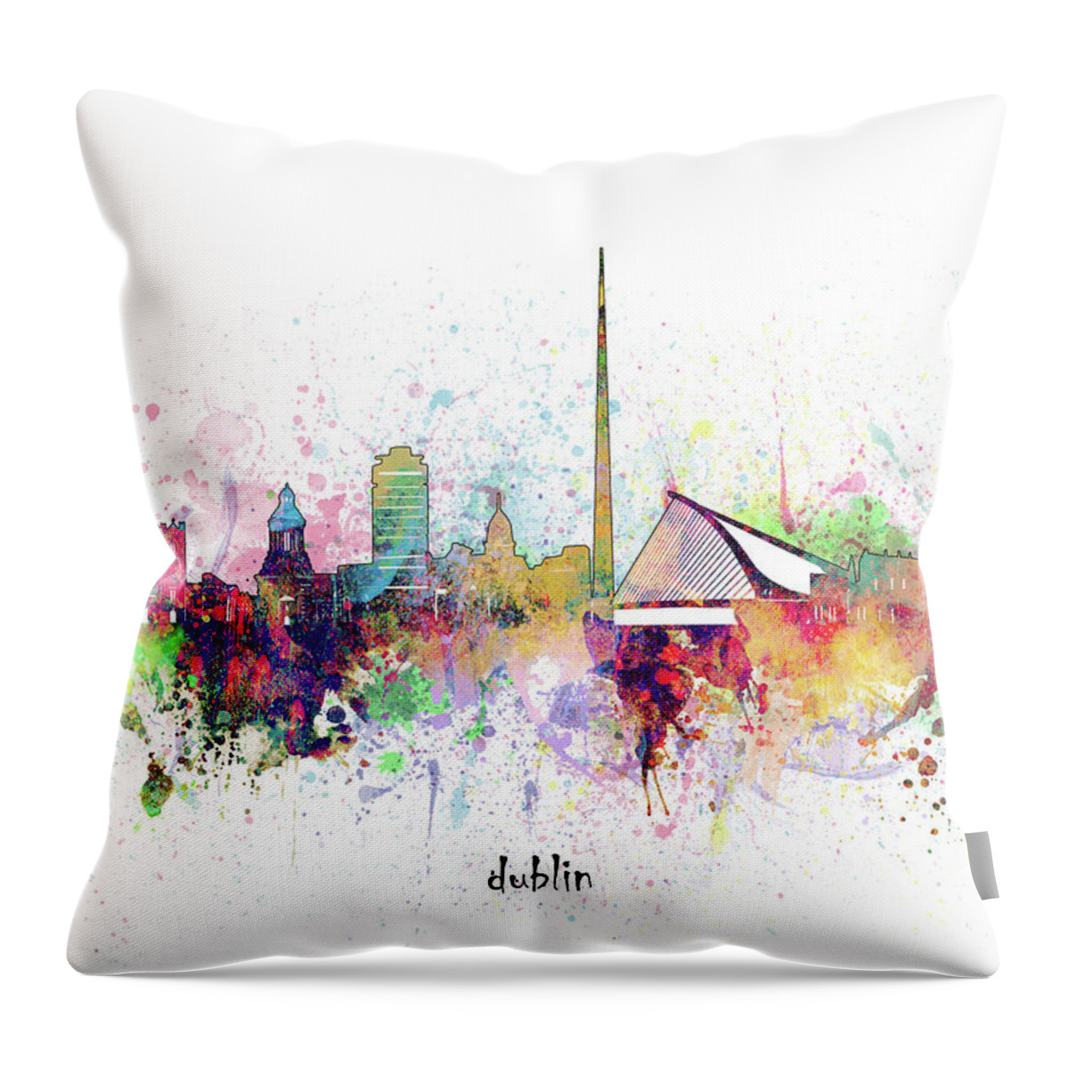 Dublin Throw Pillow featuring the digital art Dublin Skyline Artistic by Bekim M