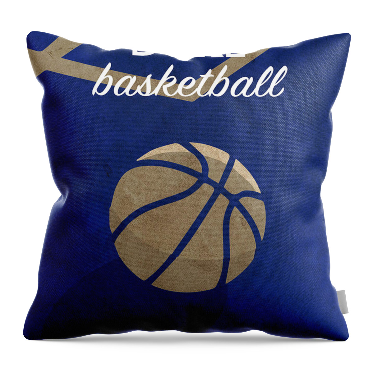 Duke Throw Pillow featuring the mixed media Duke University Retro College Basketball Team Poster by Design Turnpike