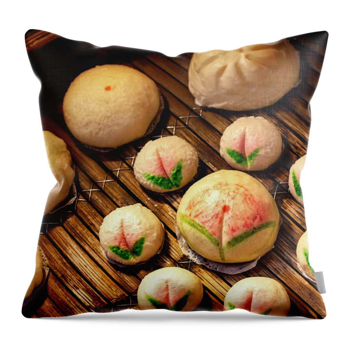 Asian Throw Pillow featuring the photograph Dumplings 7 by Bill Chizek