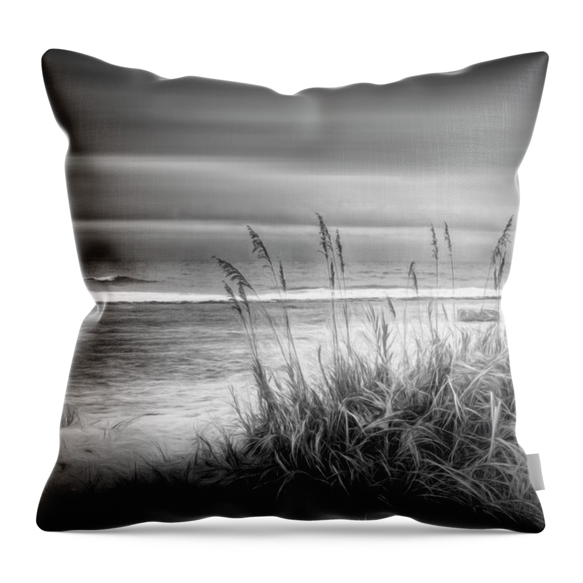 Clouds Throw Pillow featuring the photograph Dune Dreams in Black and White by Debra and Dave Vanderlaan