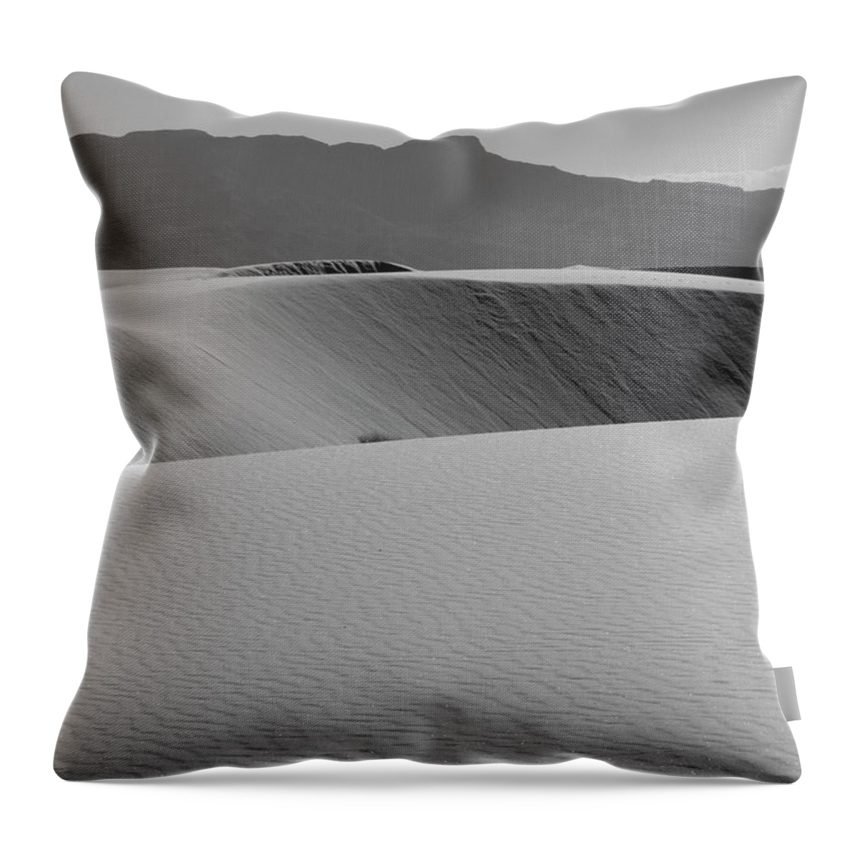 Richard E. Porter Throw Pillow featuring the photograph Dunes and Mountains #4143 - White Sands National Monument, New Mexico by Richard Porter