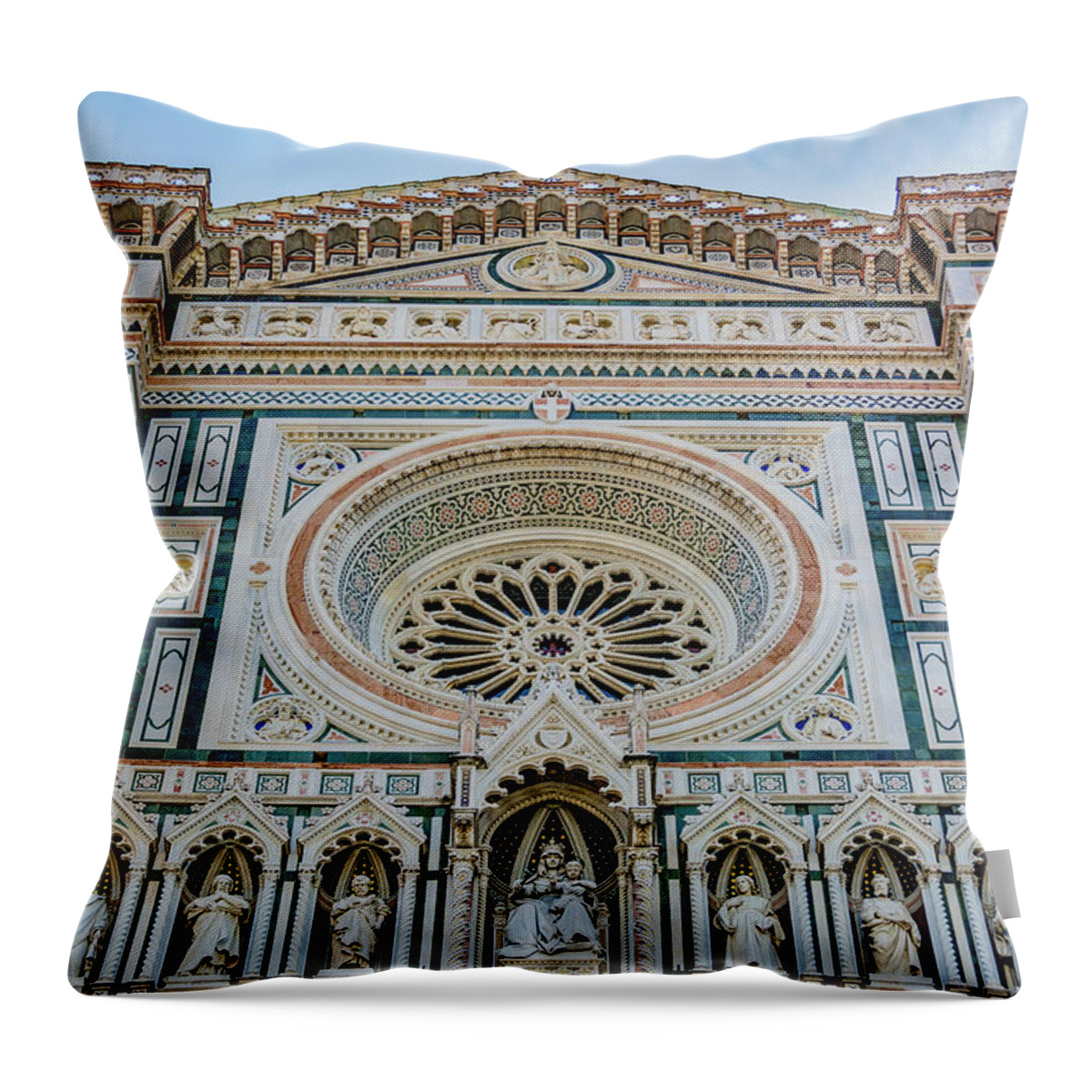 Duomo Throw Pillow featuring the photograph Duomo Facade, Florence by Marcy Wielfaert