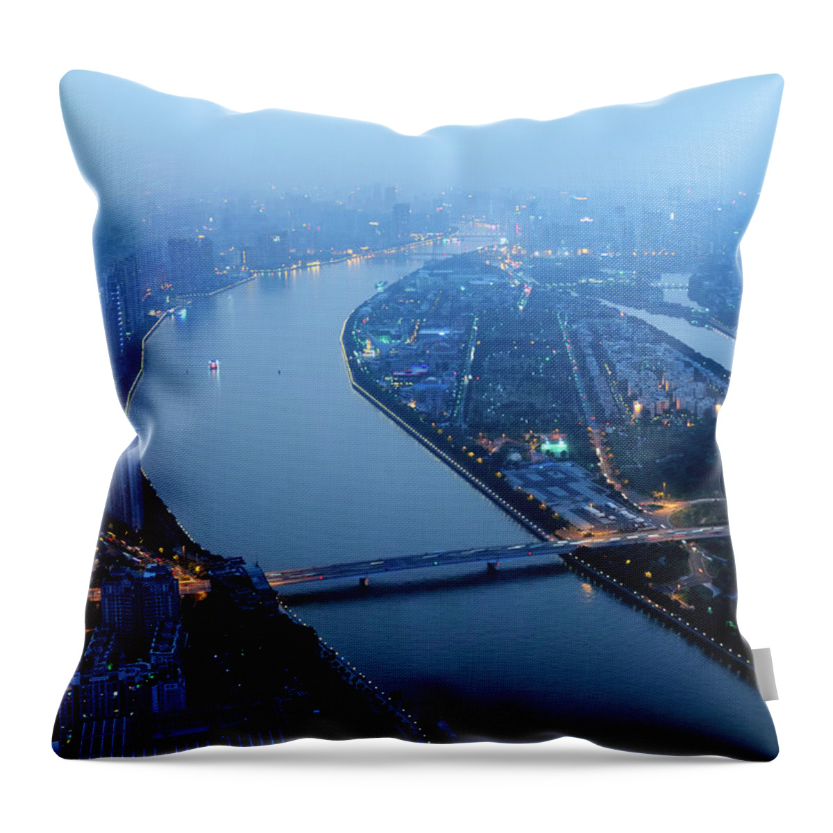 Chinese Culture Throw Pillow featuring the photograph Dusk At Guangzhou by Fmajor