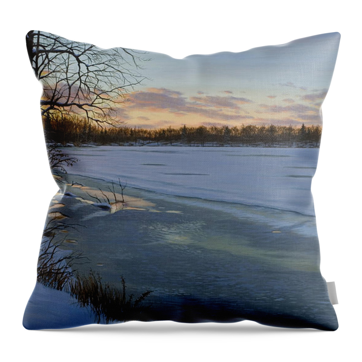 Landscape Throw Pillow featuring the painting Dusk at North Farms Reservoir by Bruce Dumas