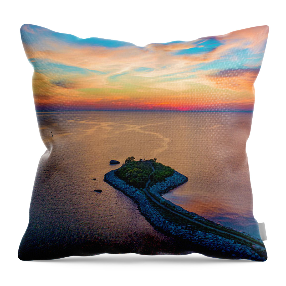 The Knob Throw Pillow featuring the photograph Dusk at The Knob #1 by Veterans Aerial Media LLC