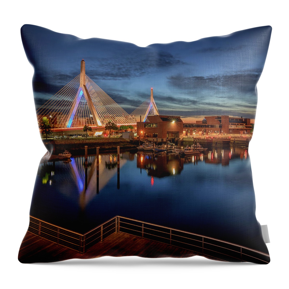 Boston Throw Pillow featuring the photograph Dusk at the Zakim Bridge by Kristen Wilkinson