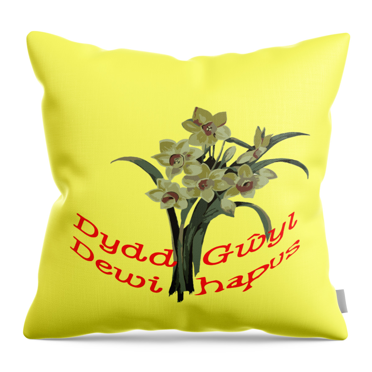 Daffodil Throw Pillow featuring the digital art Dydd Gwyl Dewi Hapus by Taiche Acrylic Art
