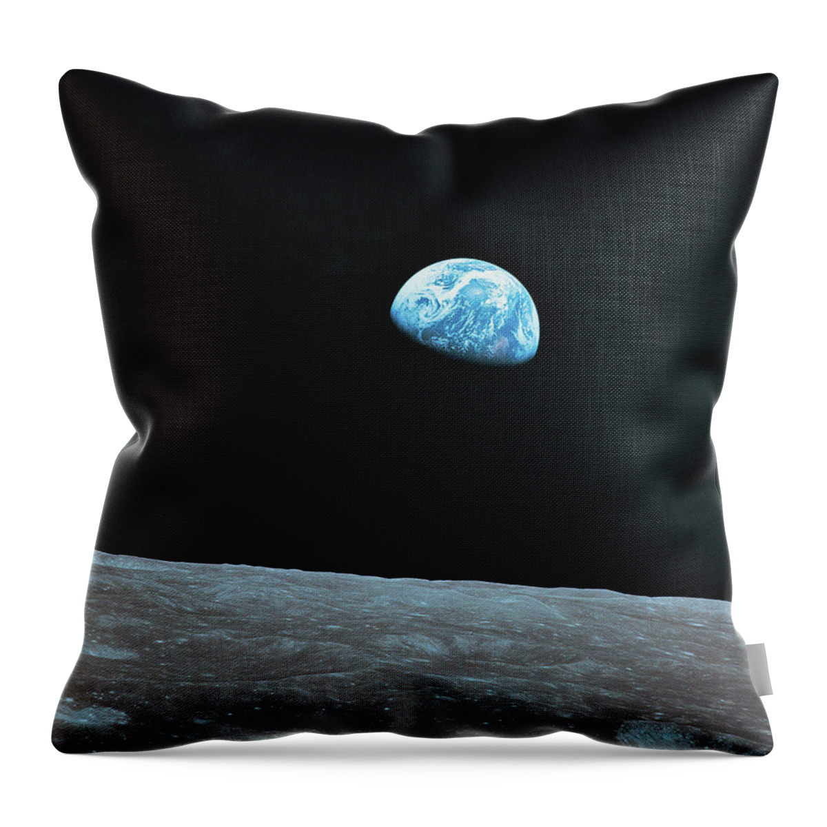 Black Color Throw Pillow featuring the photograph Earth And Lunar Landscape by Digital Vision.