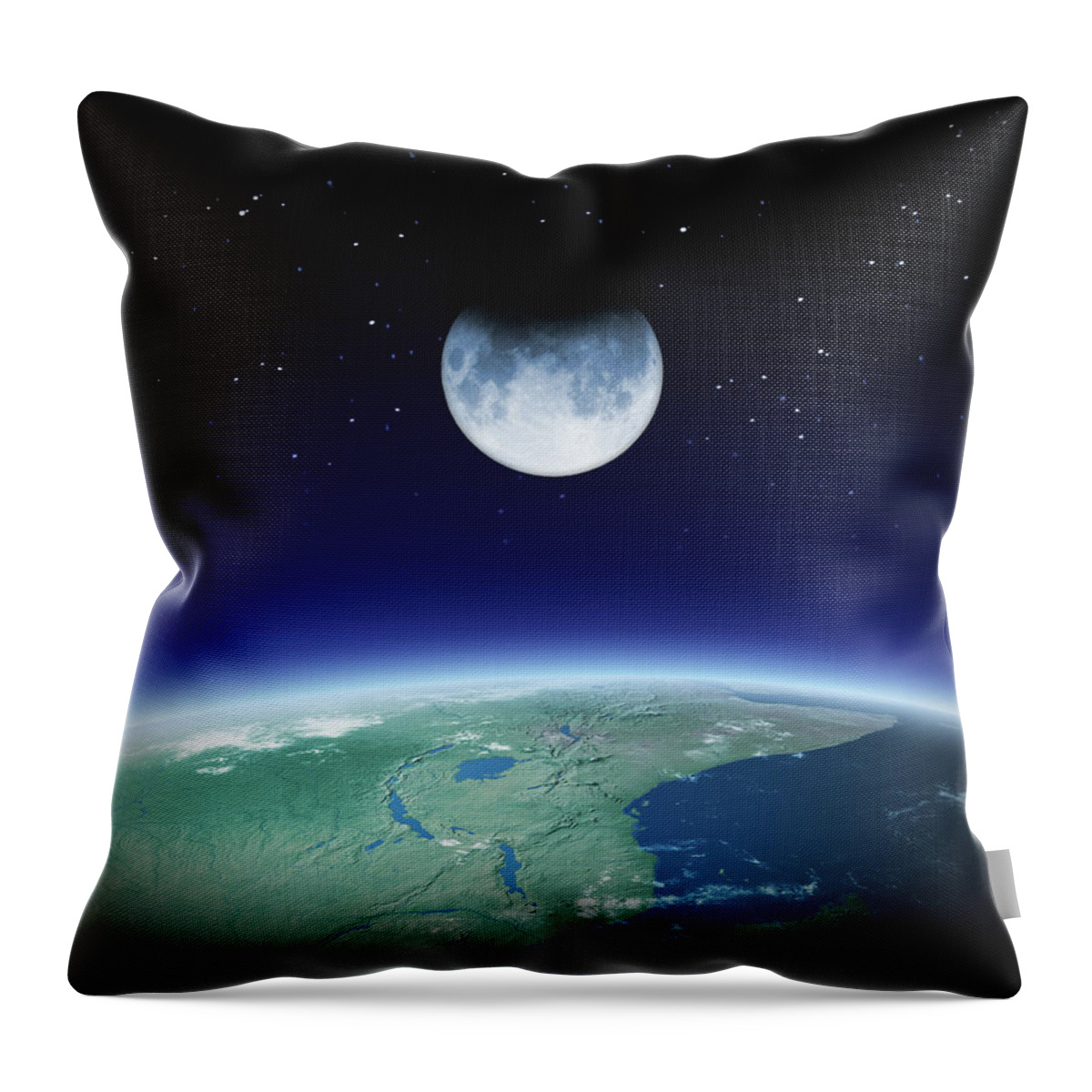 Dawn Throw Pillow featuring the photograph Earth And Moon by Loops7