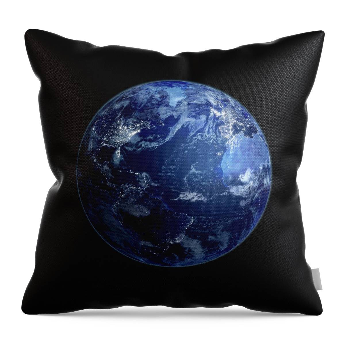 Globe Throw Pillow featuring the digital art Earth At Night, Artwork by Andrzej Wojcicki