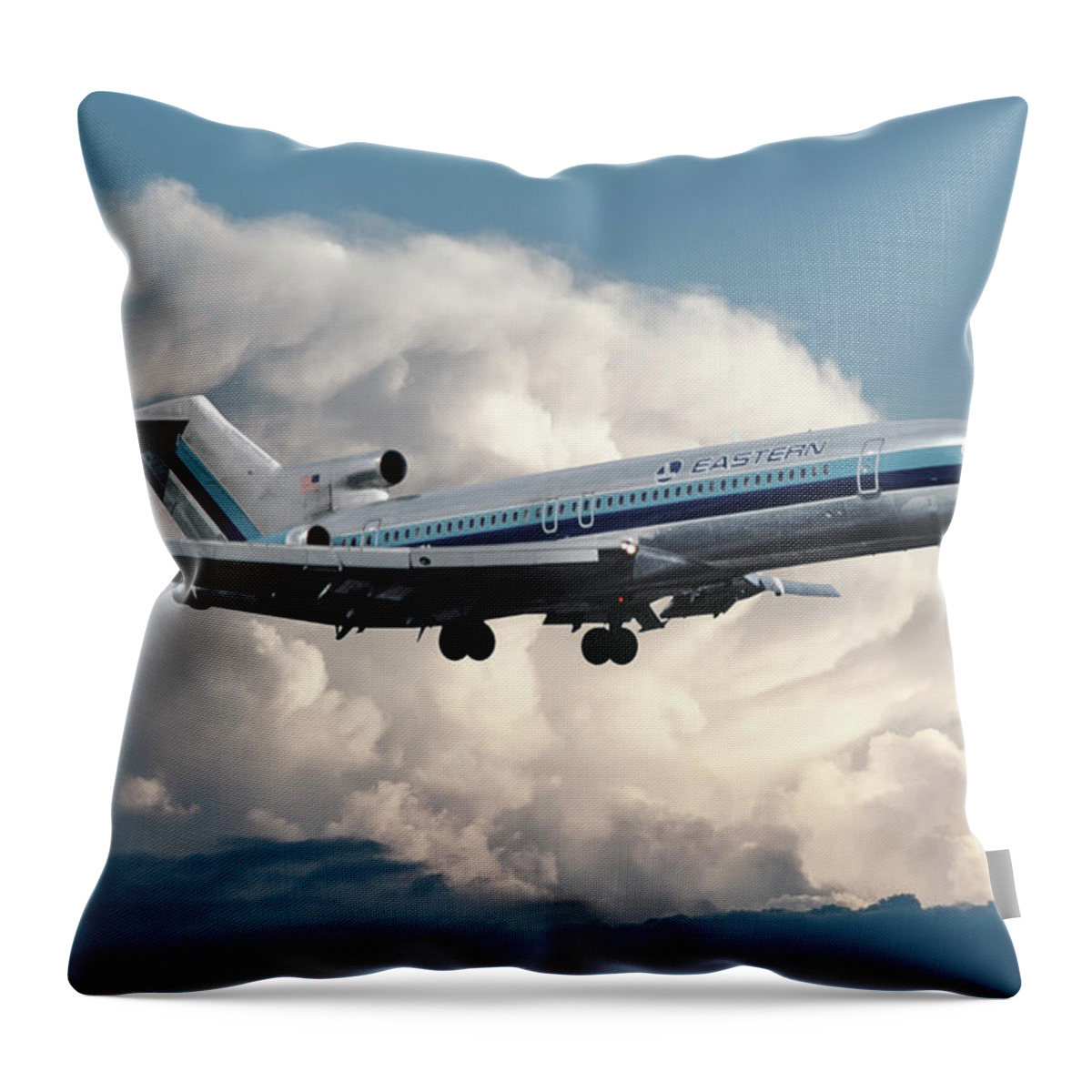 Eastern Airlines Throw Pillow featuring the photograph Eastern Airlines Boeing 727-225 at Miami International by Erik Simonsen