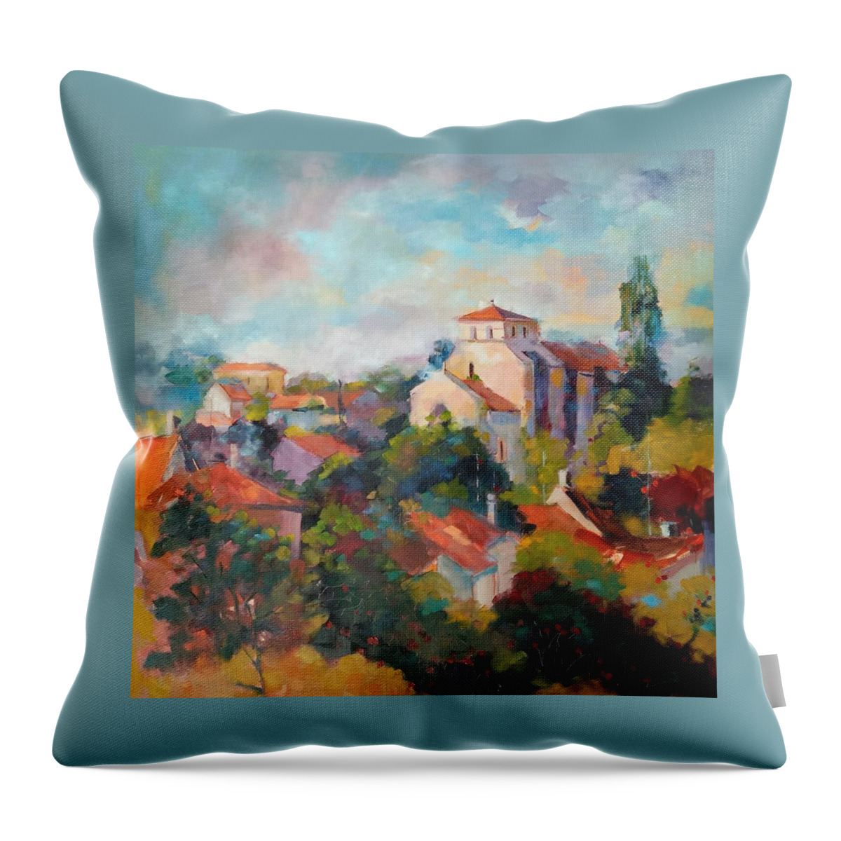  Throw Pillow featuring the painting Echallat 2019 by Kim PARDON