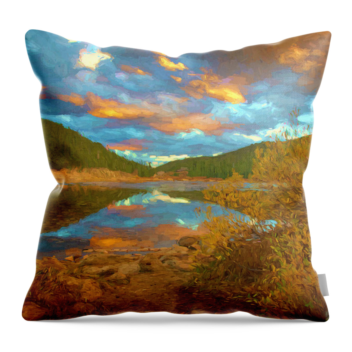 Echo Lake Throw Pillow featuring the photograph Echo Lake Sunset by Lorraine Baum
