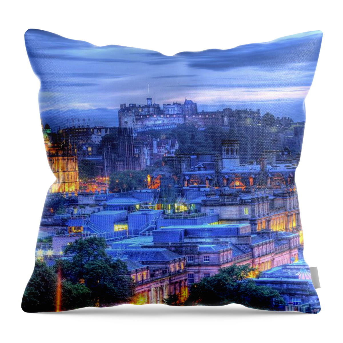 Tranquility Throw Pillow featuring the photograph Edinburgh Castle At Night by Exploring The World