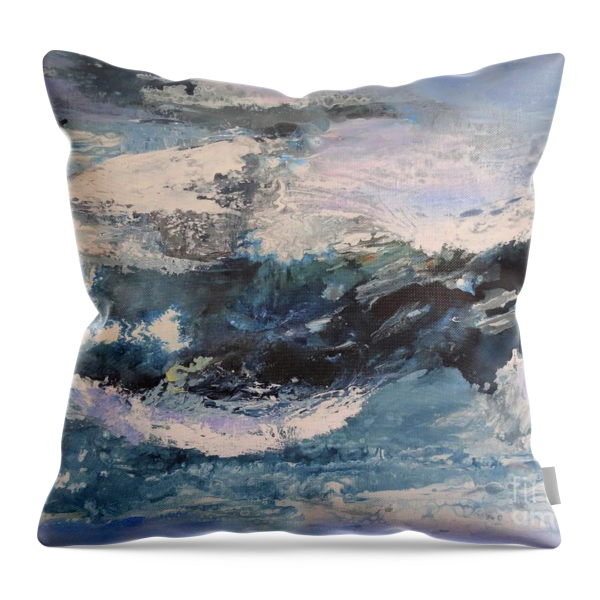 Ocean Throw Pillow featuring the mixed media Effervescent by Kat McClure
