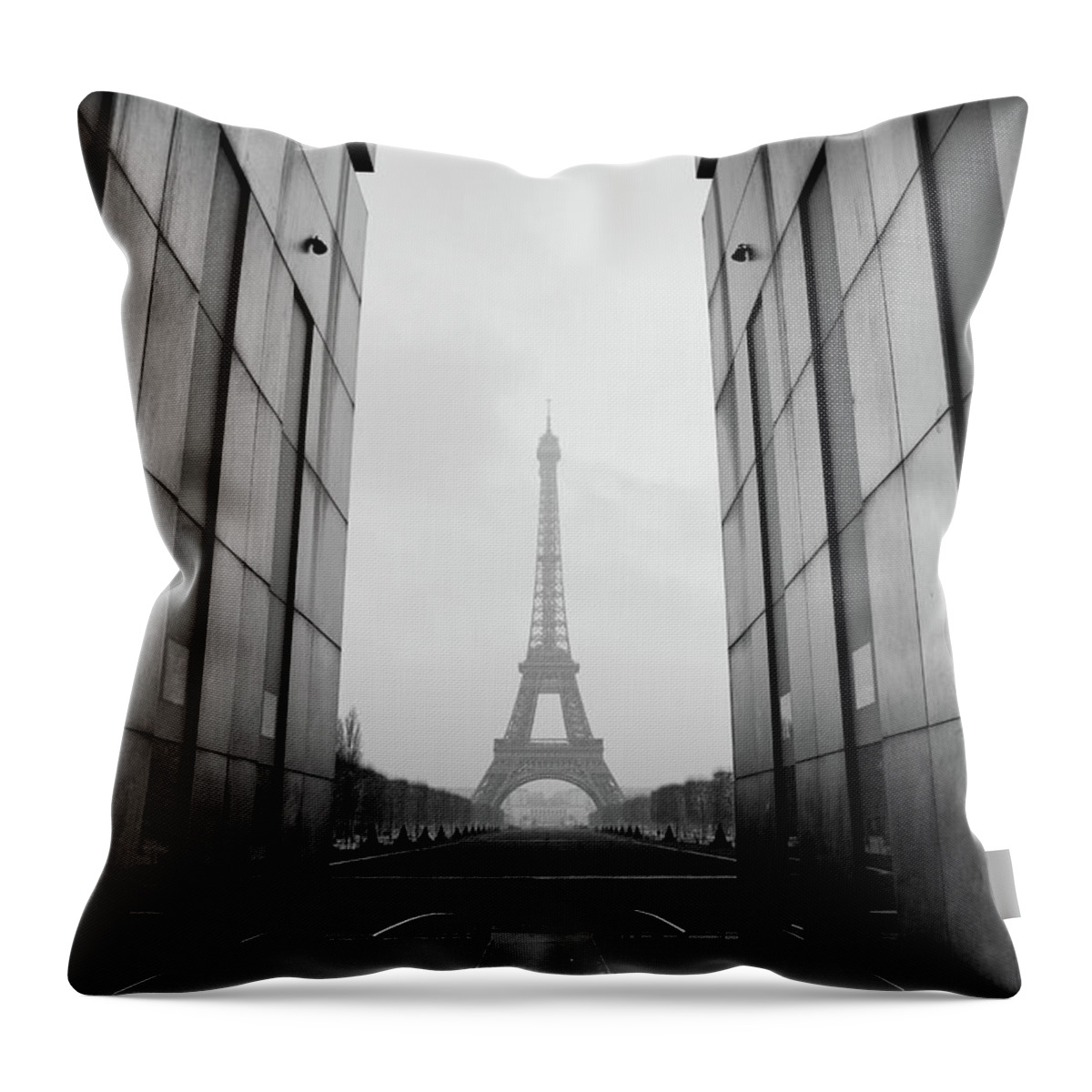 Arch Throw Pillow featuring the photograph Eiffel Tower And Wall For Peace by Cyril Couture @