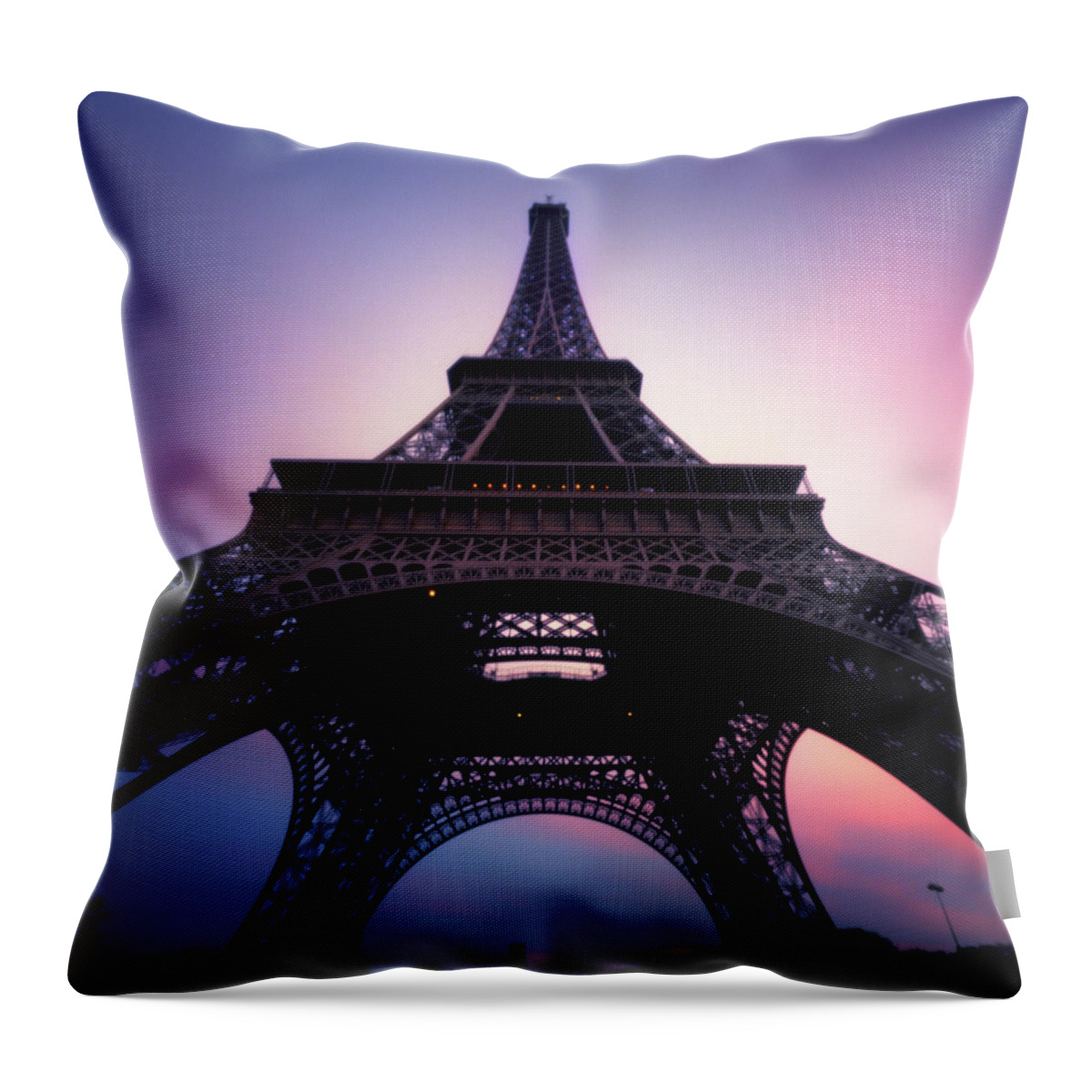 Arch Throw Pillow featuring the photograph Eiffel Tower At Sunset by Zeb Andrews