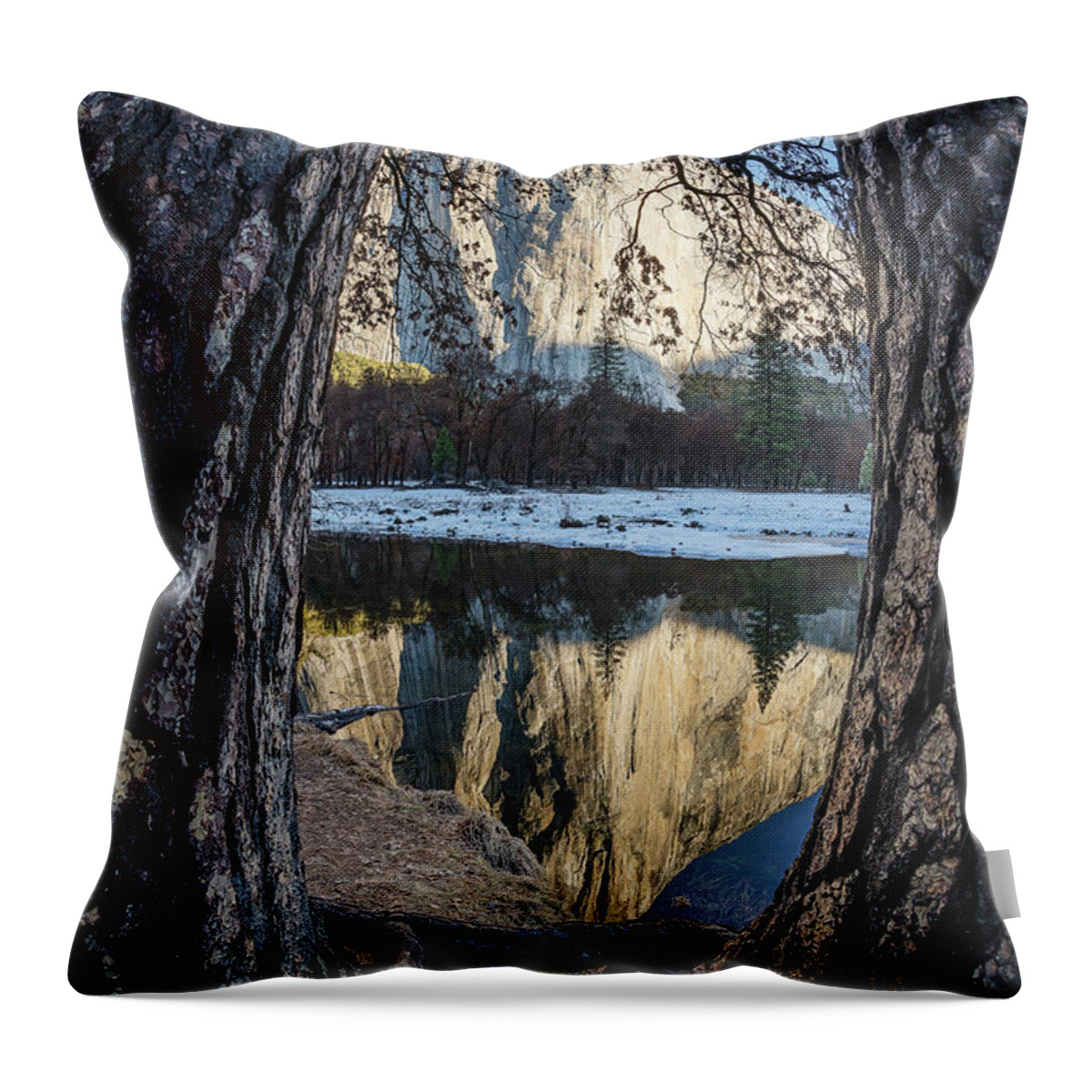 California Landscape Throw Pillow featuring the photograph El Capitan Through the Trees by Bill Roberts