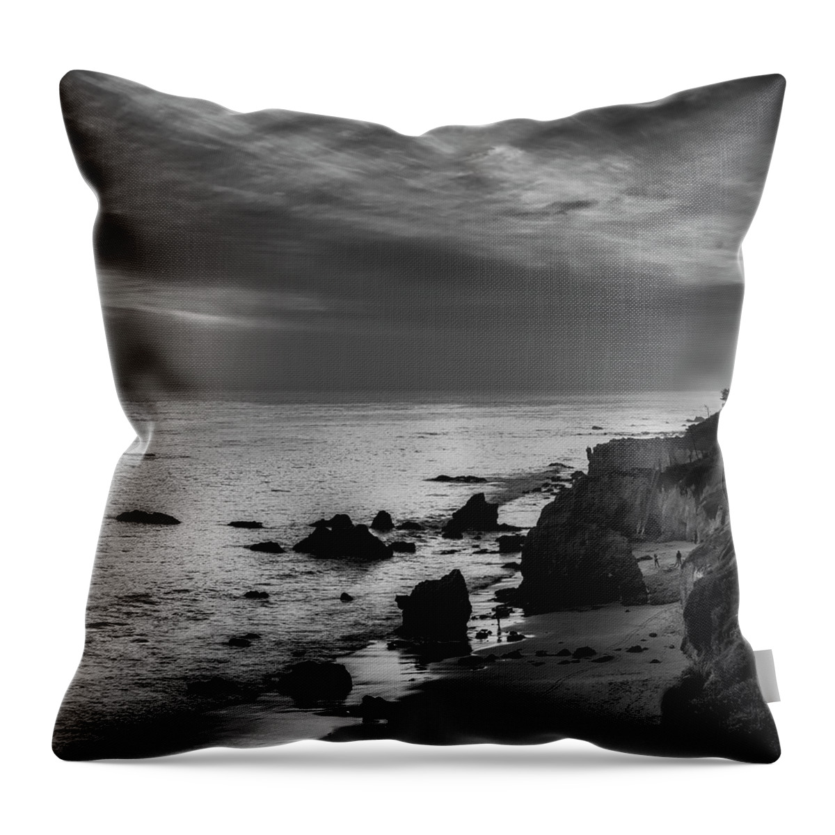Black And White Photography Throw Pillow featuring the photograph El Matador Beach - B W by Gene Parks
