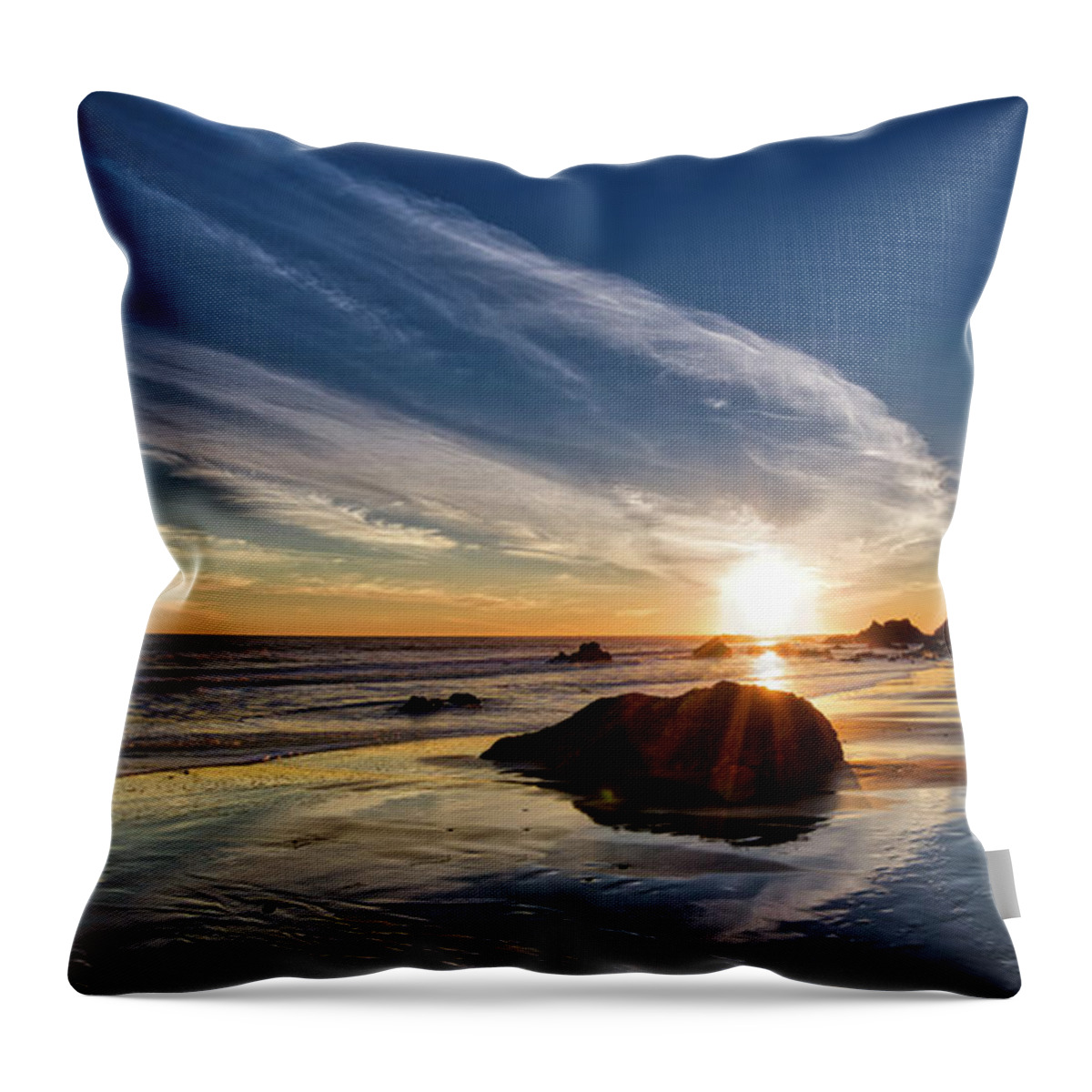 El Matador Beach Throw Pillow featuring the photograph El Matador Beach Sunset by Dean Ginther